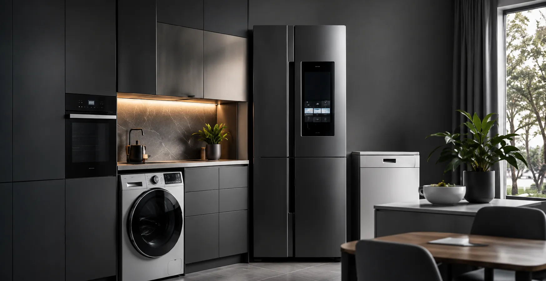Modern kitchen with home appliances